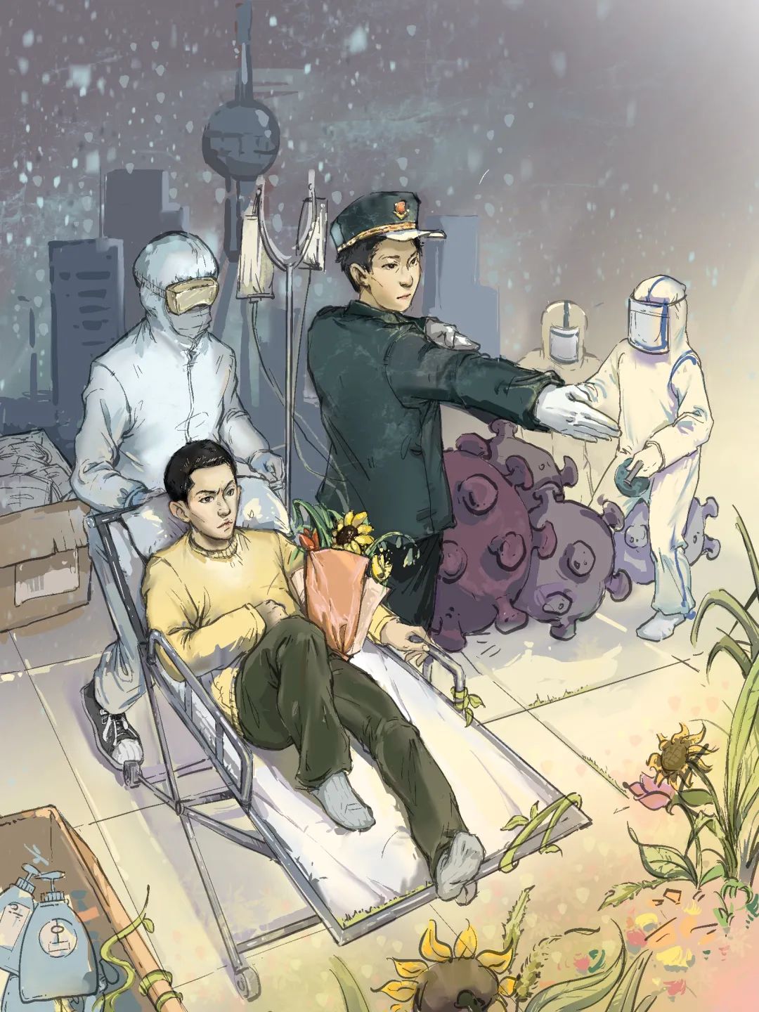 【抗击疫情二次元图片